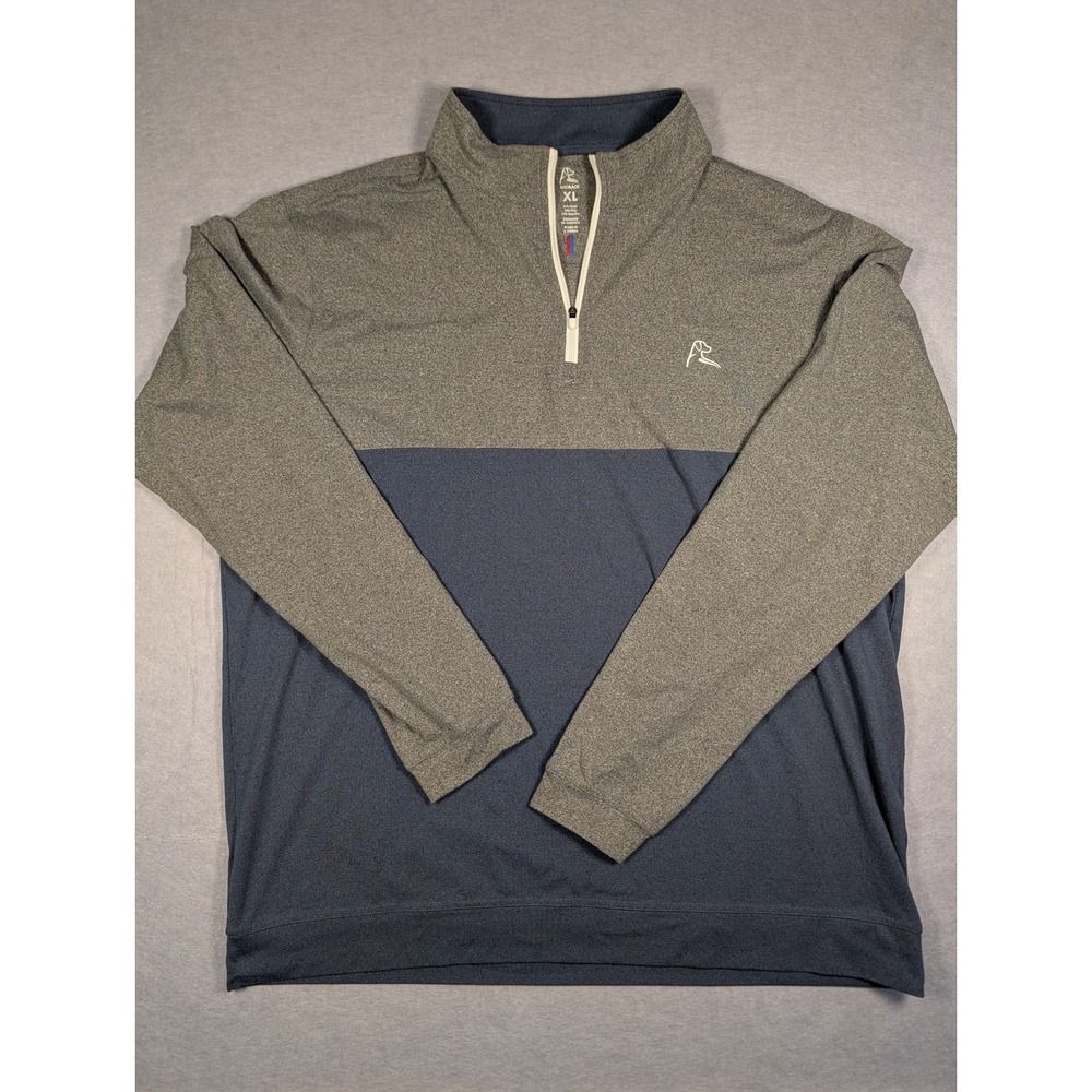 Rhoback Quarter Zip Pullover Mens XL Grey Navy Blue QZ0008 Performance Excellent